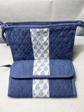 Lemon Hill Quilted denim and paisley flower wallet and cosmetic case NWOT